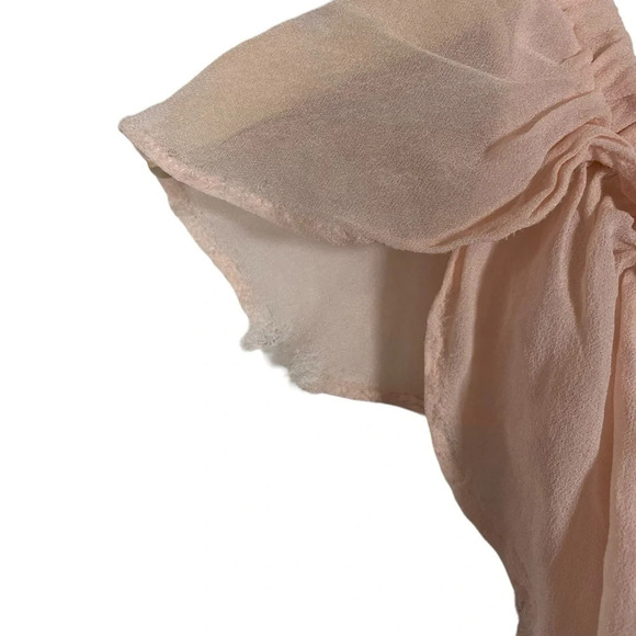 Rebecca Minkoff Chiffon Basmati Off The Shoulder Blouse in Pink Sand Size XXS - Picture 11 of 11